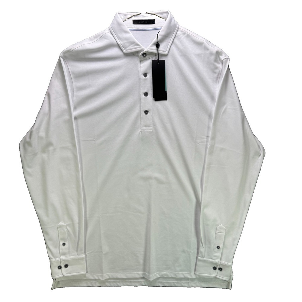 Greyson Polo Shirt Mens XL White Omaha Long Sleeve Preppy Breathable Golf NWT